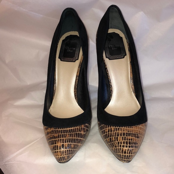 Christian Dior Animal Print Stiletto Heels with Suede Trim, Size 38/8. - Picture 6 of 16